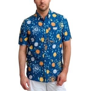 William Murray Golf Mums The Word Navy Multicolored S/S Button Down L New Sealed